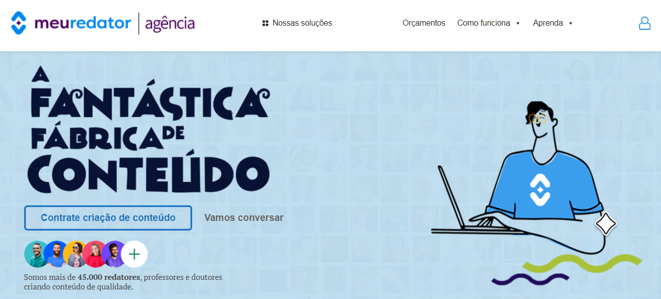 Print da home do site Meu Redator.