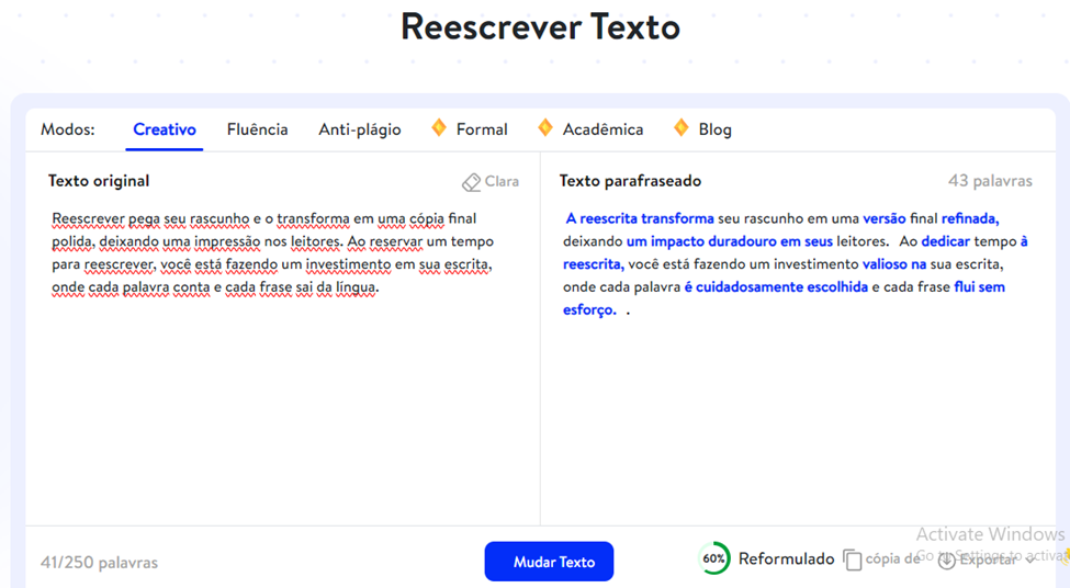 Ferramenta de Reescrita: Paraphrasing-tool.ai