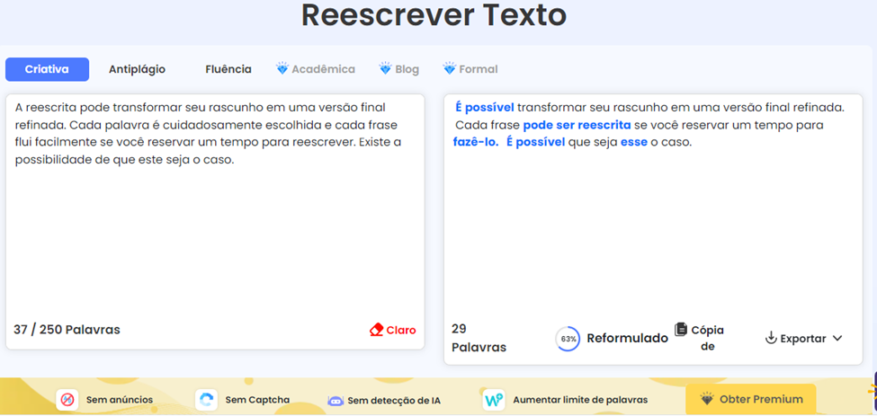 Ferramenta de Reescrita: Rephraser.co