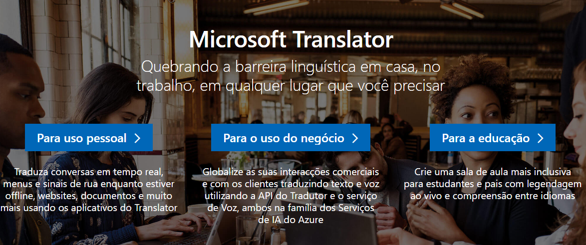 Print da ferramenta Microsoft Translator.