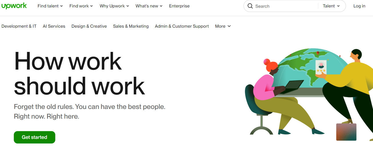 Print da home do site Upwork.