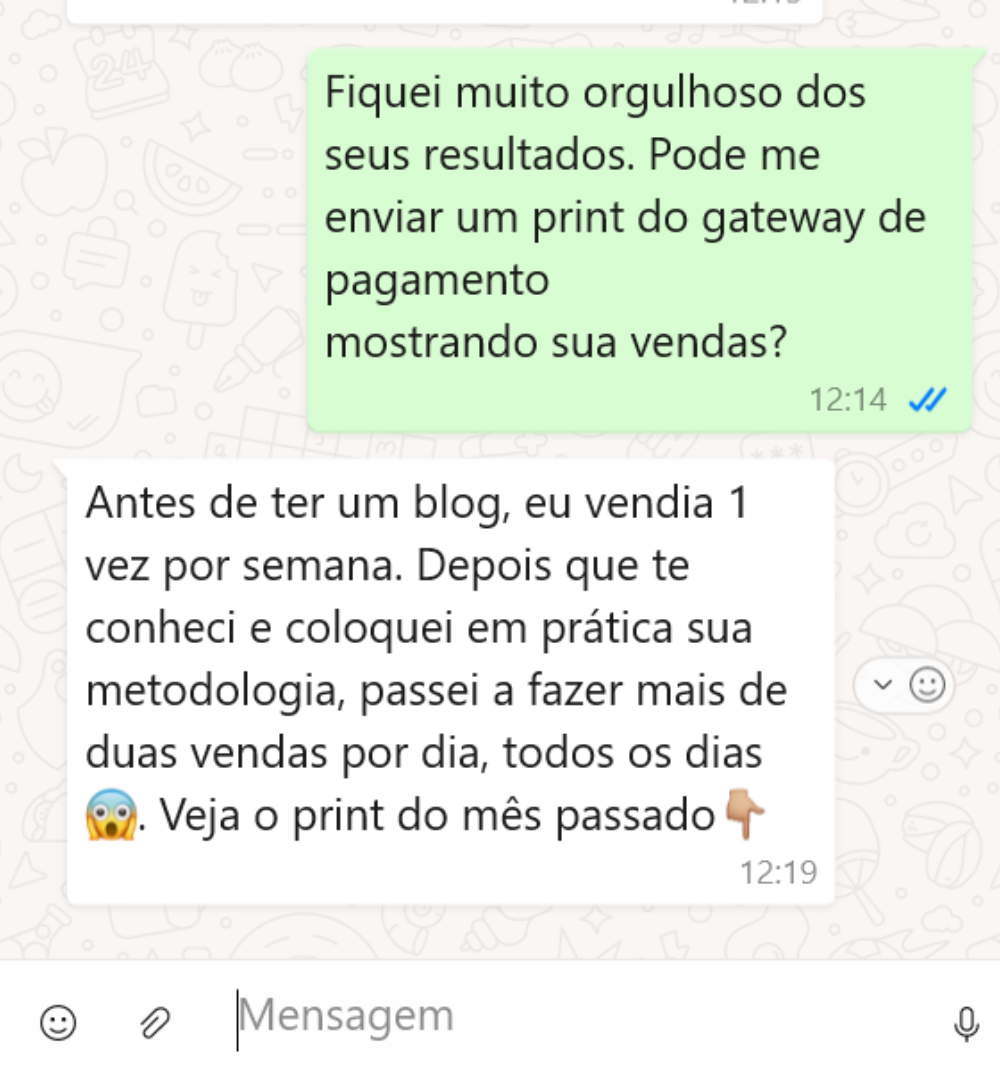 Feedback do cliente Thiago faturando muito dinheiro com Blog de Afiliano no nicho Pet