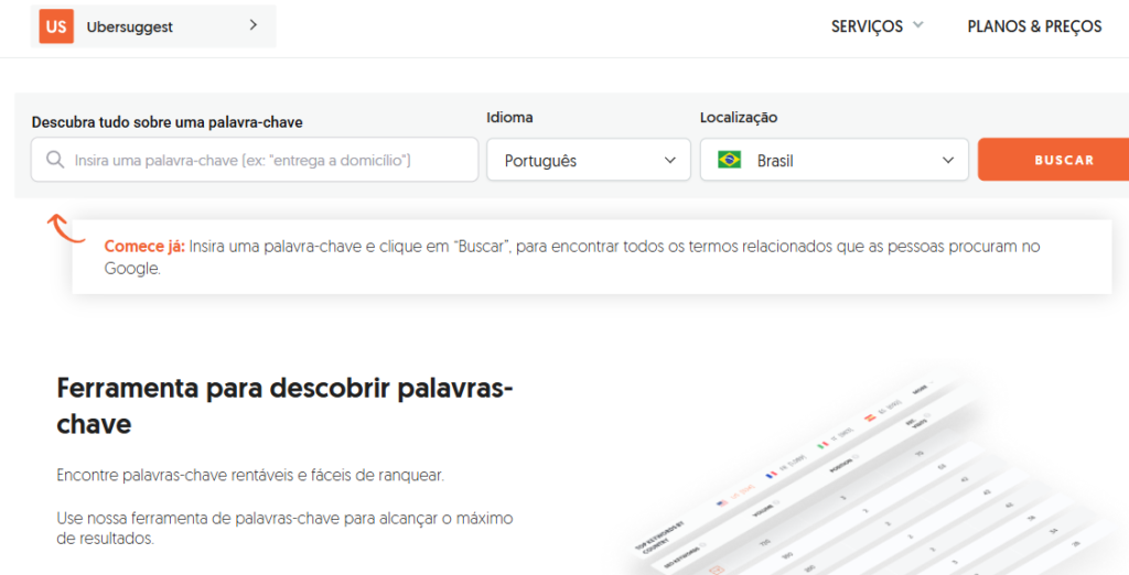 Print do Ubersuggest.